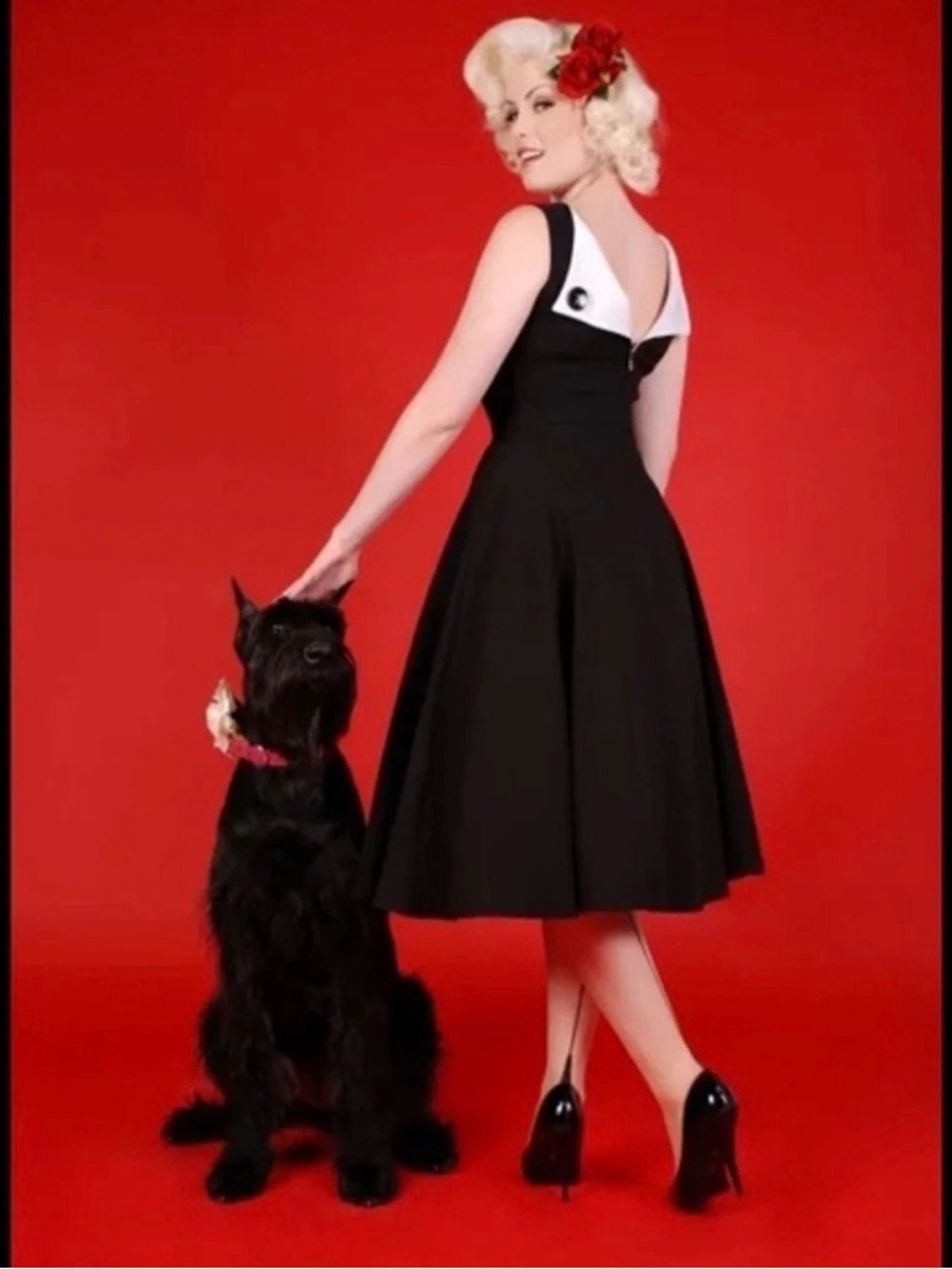 Bettie Page Black and White Contrast Pinup Dress